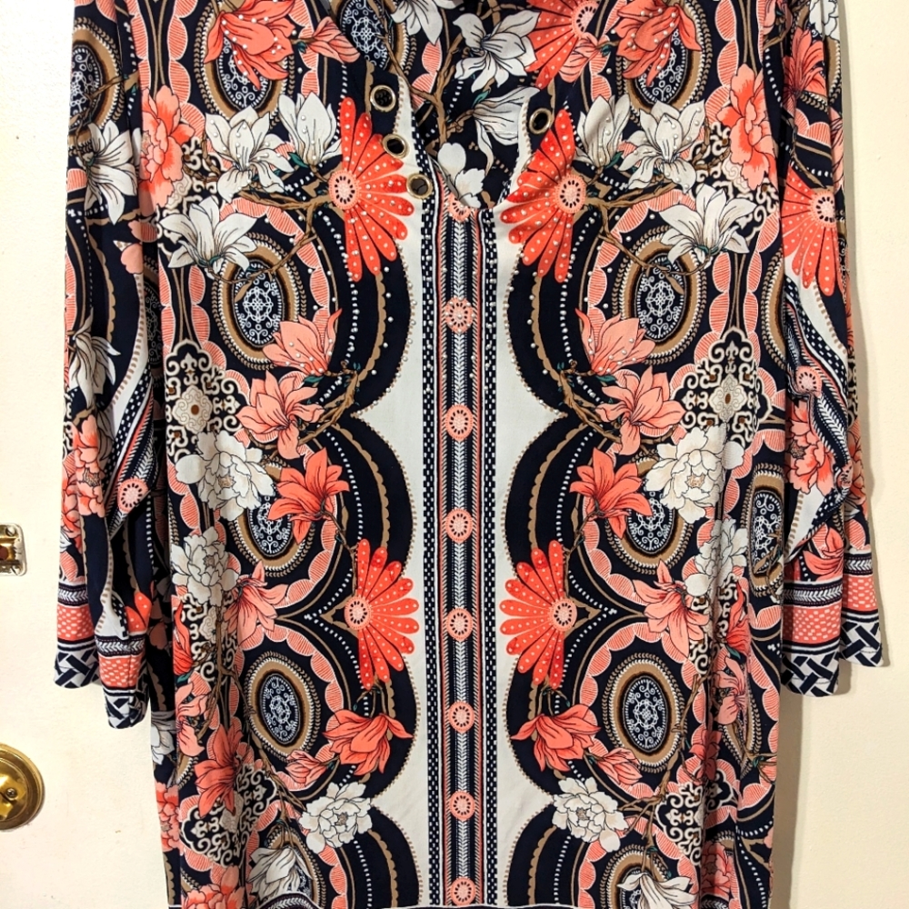 Women's Coral Floral Top OS